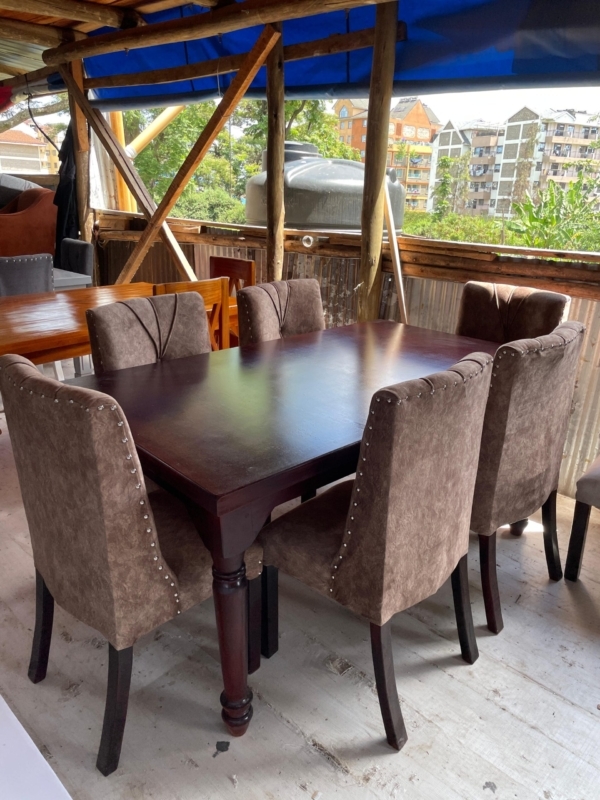 6 seaters modern fabric dining table set masterpiece - Elegant Design