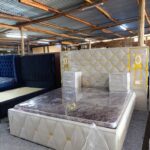 5x6 Queen Size Modern Bed with Bedside tables.