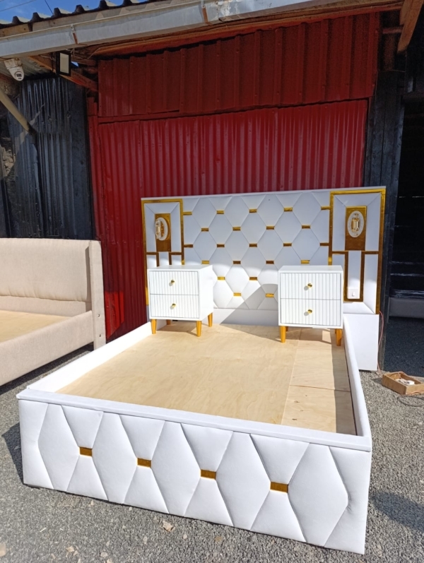 5 by 6 modern luxury bed frame with bedside tables