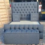 5x6 Queen Size Luxury Bed, Bedside tables with Storage Ottoman.