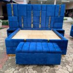 6x6 King Size Luxury Bed, Bedside tables with Storage Ottoman