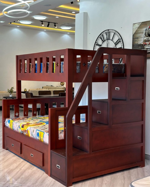 Modern Luxury Double Decker Bunk Bed (4×6 & 3.5×6) – Stylish Space-Saving Bed