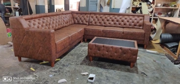 7 seater modern fabric chesterfield L shaped sofa/couch with ottoman
