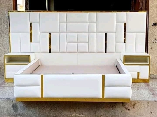 6 by 6 modern luxury bed frame with bedside tables - Elegant Design