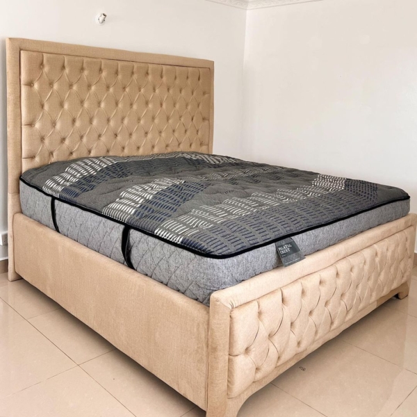 6 by 6 modern luxury bed with mattress- Elegant Design