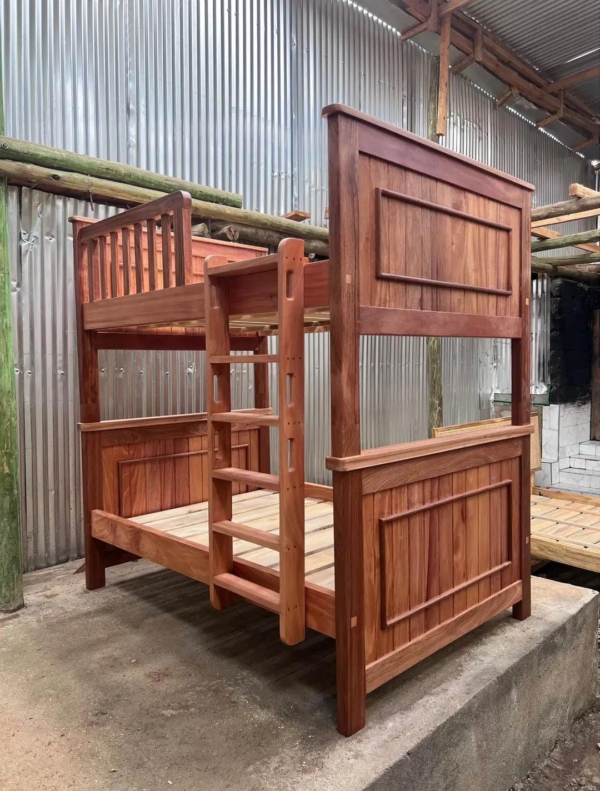 4 by 6 modern double decker bunk bed - Pure mahogany