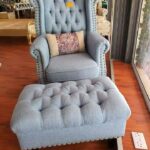 Antiques Accent Chair/Wing chair with Pouffe