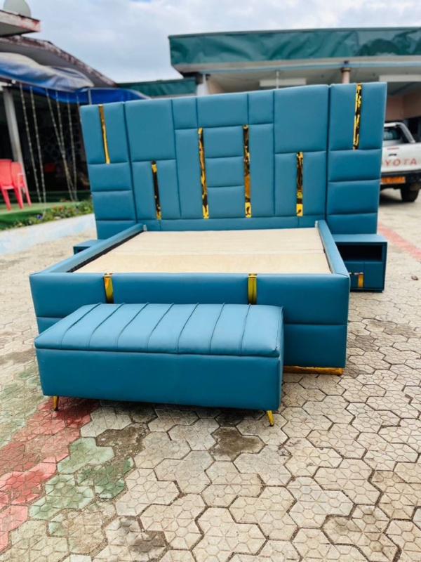 6x6 Contemporary Modern King Size Luxury Bed , Bedside tables with Storage Ottoman.