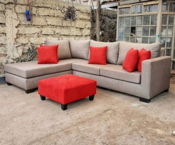 6 Seaters L-shaped Sofa with footstool.