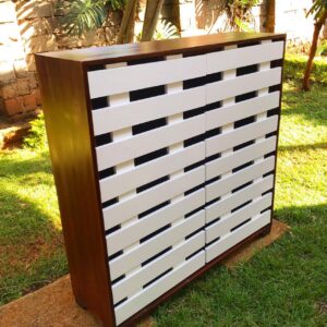 Closed Closet with Shelving units.