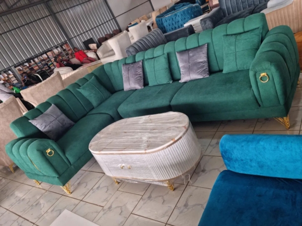 6 seaters modern fabric L shaped couch/sofa plus coffee table - Elegant Design