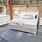 6x6 Contemporary Modern Luxury Bed, Bedside tables with Dressing Mirror table.
