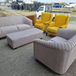 7 Seaters Contemporary Modern Couch with Antiques Accent Chairs/wing chairs + Bench.