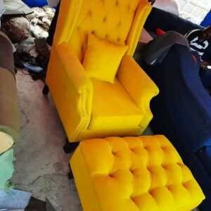 Antiques Accent Chair/wing chair with footstool.