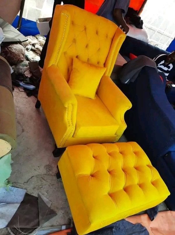 Antiques Accent Chair/wing chair with footstool.