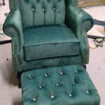 Large Antiques Accent Chair with Pouffe/Wing chair.