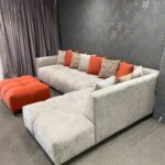 Luxury 6-Seater L-Shaped Sectional Sofa with Pouffe
