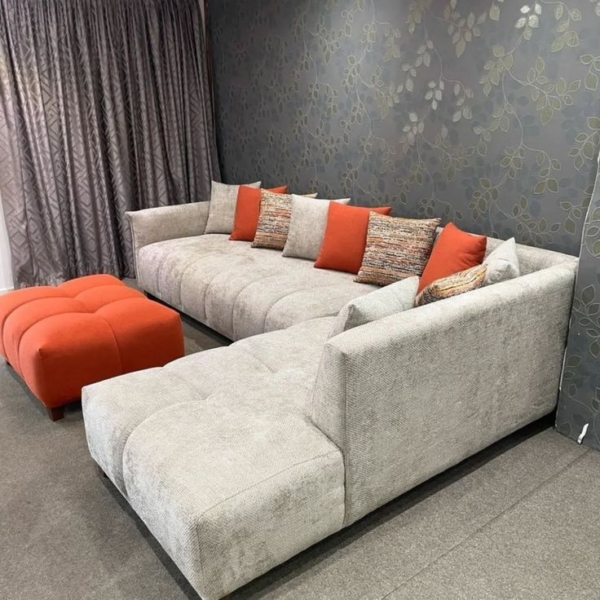 6 seaters Large modern fabric L shaped couch/sofa plus ottoman