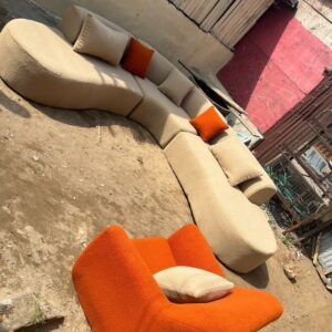10 seaters curved modular sofa/couch plus Boucle accent chair - Elegant Design