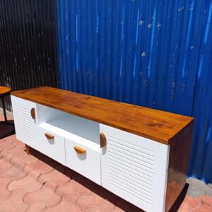 Modern wooden TV stand cabinet with compartments - Elegant Design