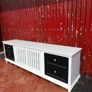 Modern wooden TV stand cabinet with compartments - Elegant Design