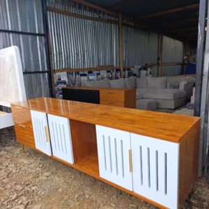 Modern wooden TV stand cabinet with compartments - Elegant Design