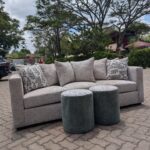 3 seaters modern large couch with pouffe/stools,