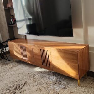 Modern TV stand cabinet with storage shelves