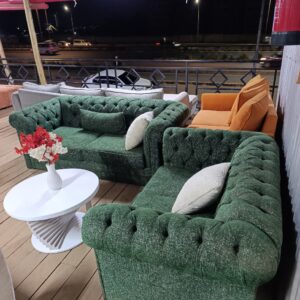 5 seaters modern fabric chesterfield sofa plus coffee table - Elegant Design