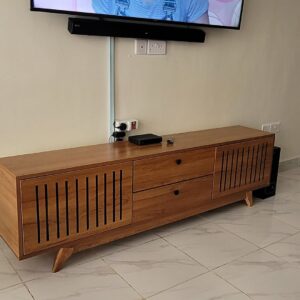 Modern TV stand cabinet with smooth close drawers