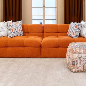 4 seaters modern fabric sofa plus pouffe - Elegant Design
